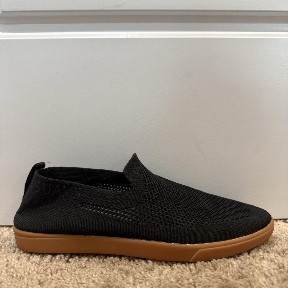 SUAVS Shoes Womens Size 7 Black Knit Slip On Lightweight Casual Comfort Walking